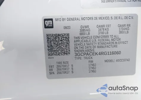 2024 Chevrolet Silverado 1500 2Wd Standard Bed Lt from USA, damaged, VIN 3GCPACEK4RG116060